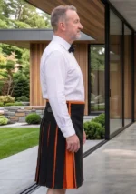 Men's Orange & Black Cotton Hybrid Kilt Side