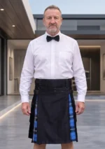 Men's Plain Black Hybrid Kilt