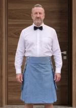 Men's Plain Blue Denim Kilt