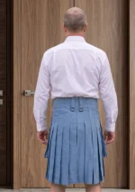Men's Plain Blue Denim Kilt Back