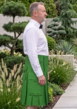 Men's Plain Green Utility Kilt Side