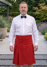 Men's Plain Red Utility Kilt