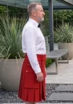 Men's Plain Red Utility Kilt Side