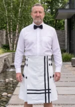 Men's Plain White Leather Kilt
