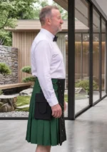 Men's Premium Black & Green Hybrid Utility Kilt Side