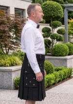 Men's Premium Black Working Kilt Side