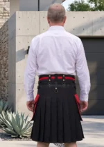 Men's Premium Black and Red Fashion Kilt Back