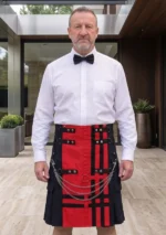 Men's Premium Black and Red Fashion Utility Kilt