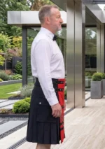 Men's Premium Black and Red Fashion Utility Kilt Side