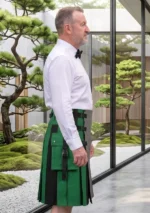 Men's Premium Green & Black Hybrid Utility Kilt Side