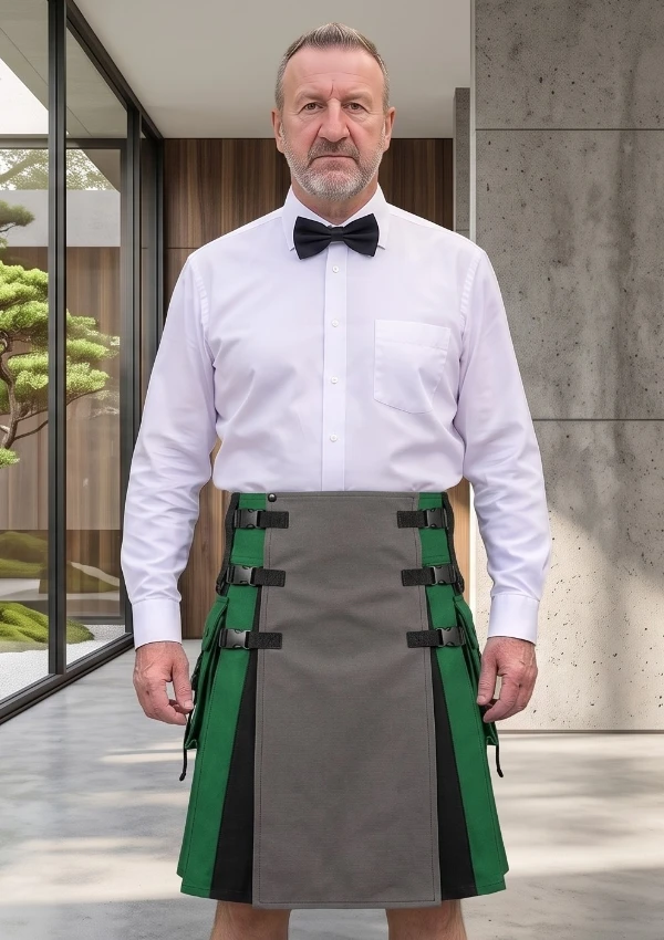 Men's Premium Green & Black Hybrid Utility Kilt