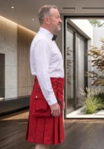 Men's Premium Red Utility Kilt Side