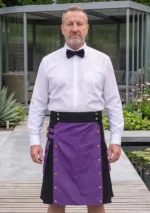 Men's Purple & Black Cotton Utility Kilt