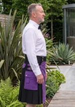 Men's Purple & Black Cotton Utility Kilt Side