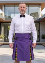 Men's Purple Cotton Hybrid Kilt
