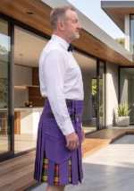 Men's Purple Cotton Hybrid Kilt Side