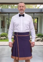 Men's Purple and Brown Utility Kilt