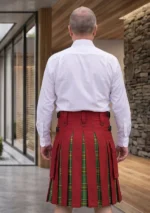 Men's Red Cotton & Irish Tartan Hybrid Kilt Back