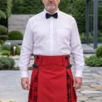 Men's Red Cotton & Wallace Tartan Hybrid Kilt