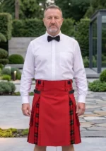 Men's Red Cotton & Wallace Tartan Hybrid Kilt