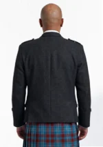 Men's Scottish Black Argyle Jacket with Vest Back View
