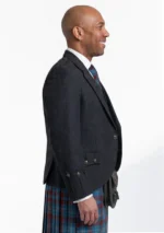 Men's Scottish Black Argyle Jacket with Vest Right Side View