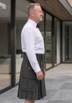 Men's Scottish Black Cargo Kilt Side