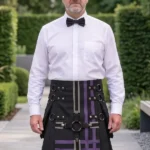 Men's Scottish Black Fashion Utility Kilt