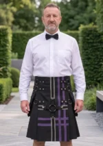 Men's Scottish Black Fashion Utility Kilt