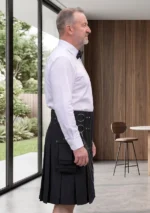 Men's Scottish Black Fashion Utility Kilt Side