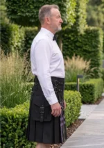 Men's Scottish Black Fashion Utility Kilt Side