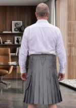 Men's Scottish Grey Cargo Utility Kilt Back