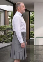 Men's Scottish Grey Cargo Utility Kilt Side