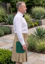 Men's Scottish Khaki Sword Utility Kilt Side