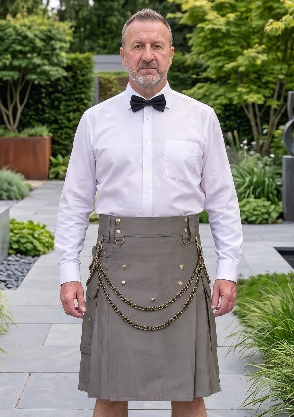 Men's Scottish Light Grey Utility Kilt