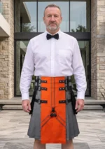 Men's Scottish Orange Fashion Utility Kilt