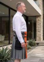 Men's Scottish Orange Fashion Utility Kilt Side