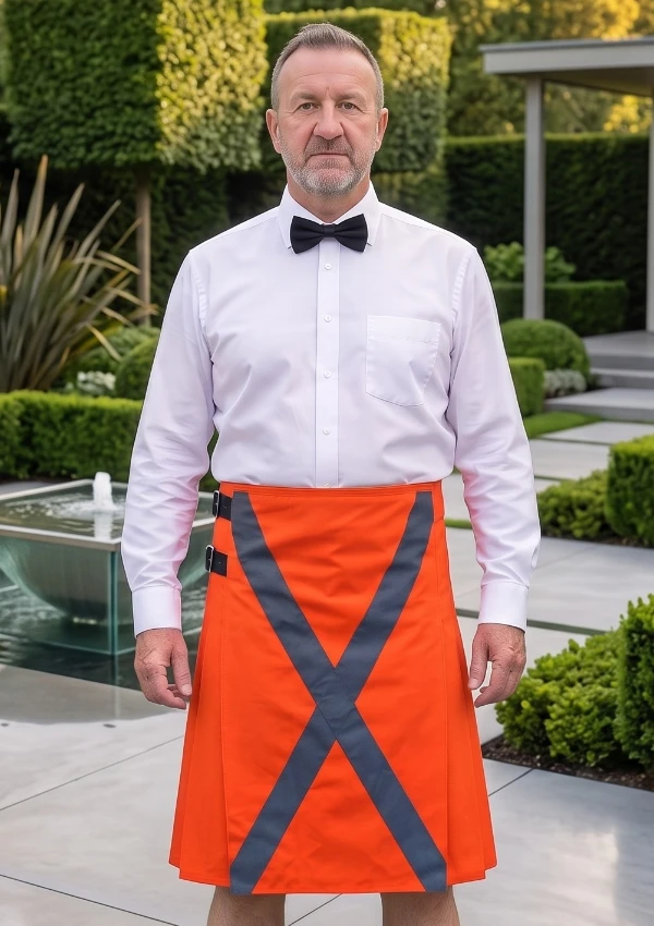 Men's Scottish Orange Firefighter Utility Kilt