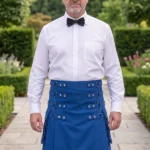 Men's Scottish Plain Blue Utility Kilt