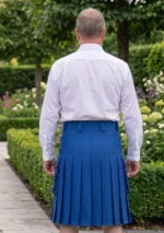 Men's Scottish Plain Blue Utility Kilt Back