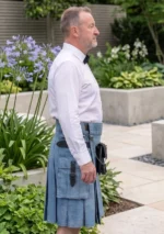 Men's Scottish Simple Blue Denim Kilt Side