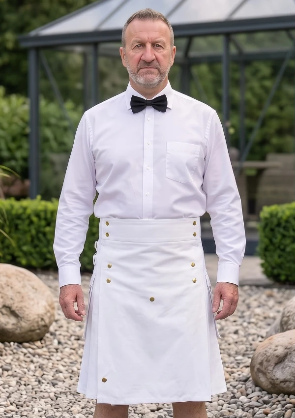 Men's Scottish White Utility Kilt