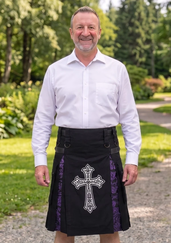 Men's Sword Black Hybrid Kilt
