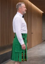 Men's Traditional Green Scottish Hybrid Kilt Side