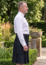 Men's Traditional Scottish Black Utility Kilt Side