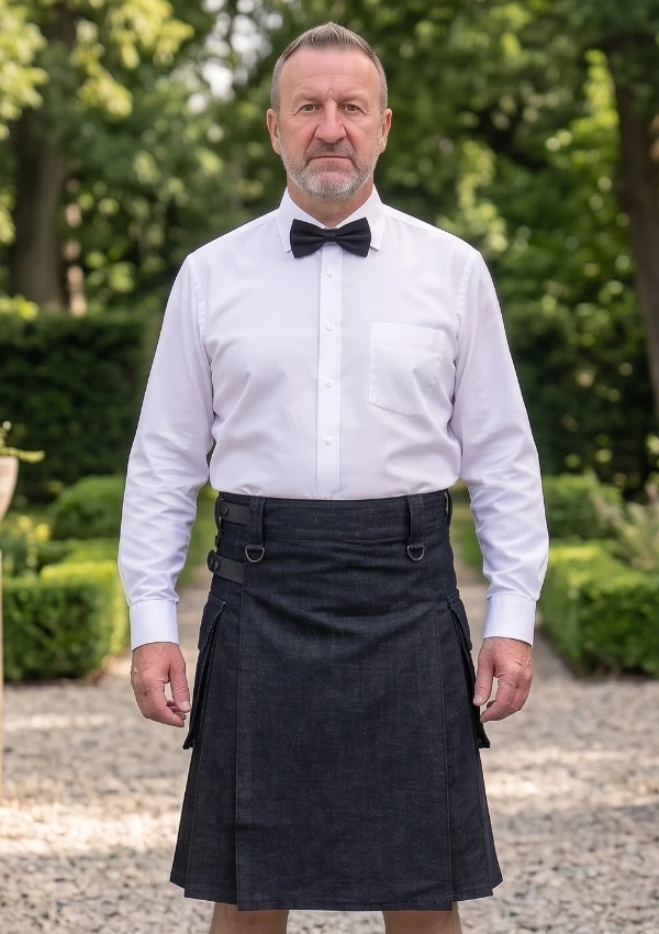 Men's Traditional Scottish Black Utility Kilt