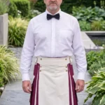 Men's White & Burgundy Cotton Utility Kilt
