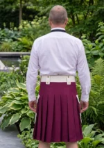 Men's White & Burgundy Cotton Utility Kilt Back
