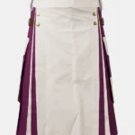 Men's White & Purple Utility Kilt