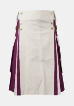 Men's White & Purple Utility Kilt